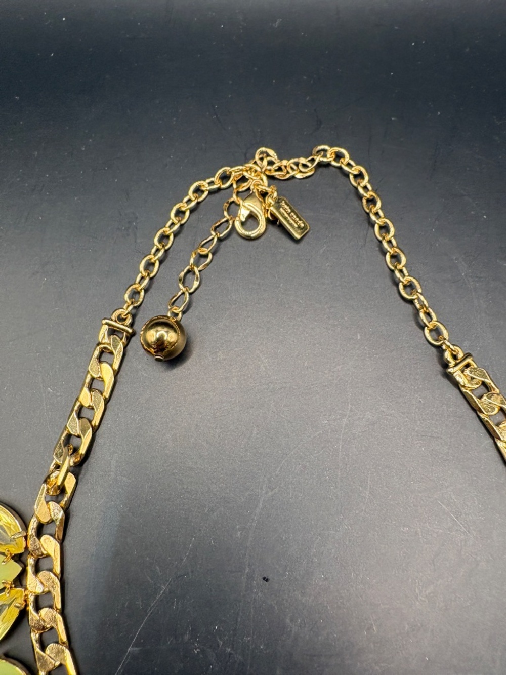 Kate Spade Garden of Paradise Green Crystal Gold Plated Necklace 17" - Picture 6 of 8